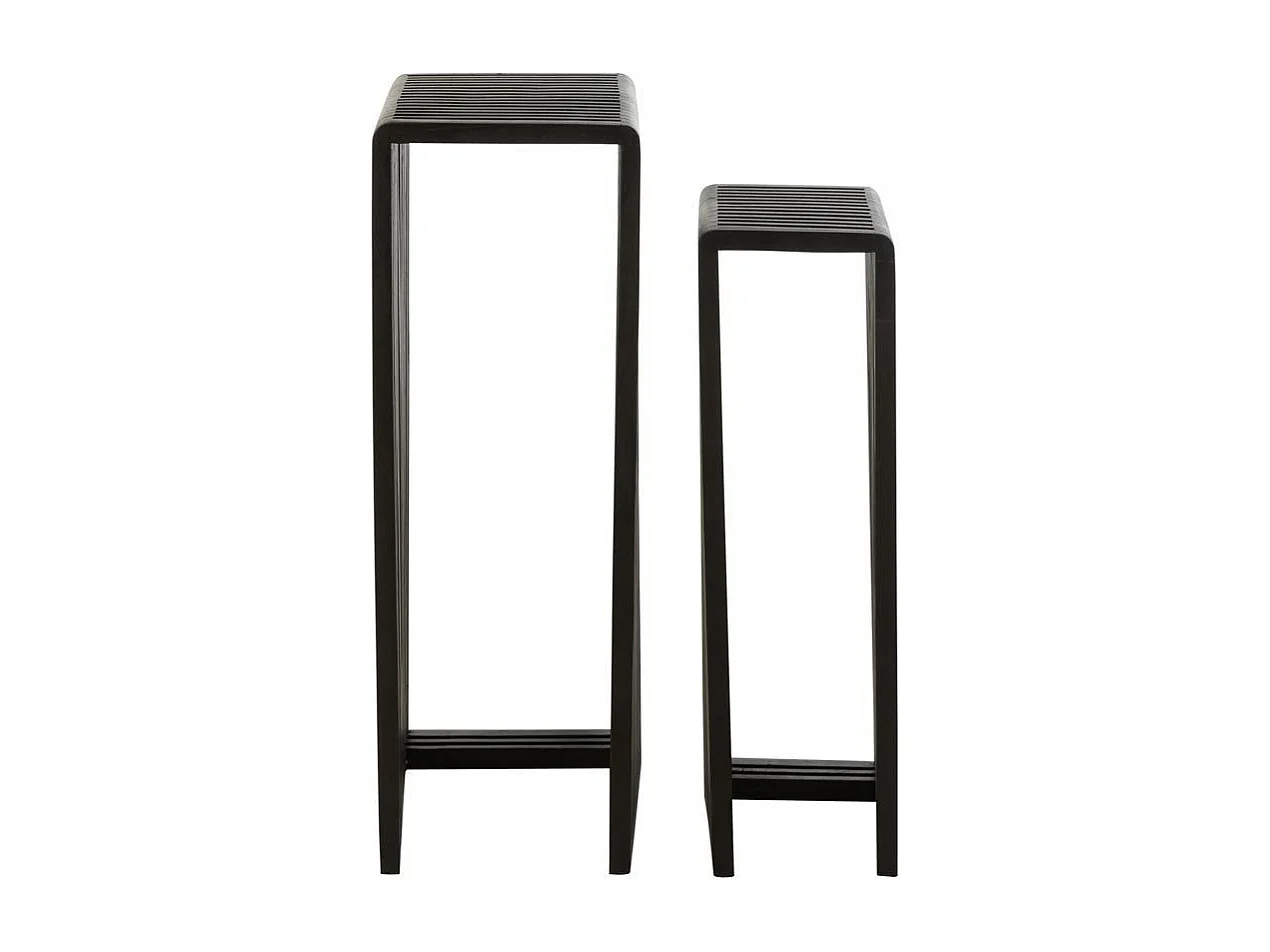 Lot de 2 Tables d'Appoint en Bois "Teck" 88cm Noir