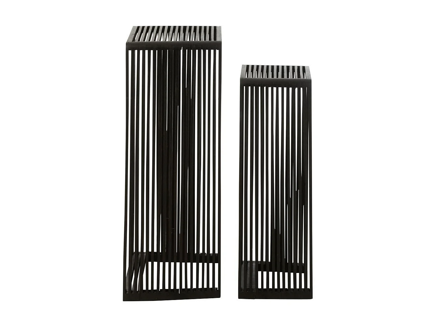 Lot de 2 Tables d'Appoint en Bois "Teck" 88cm Noir