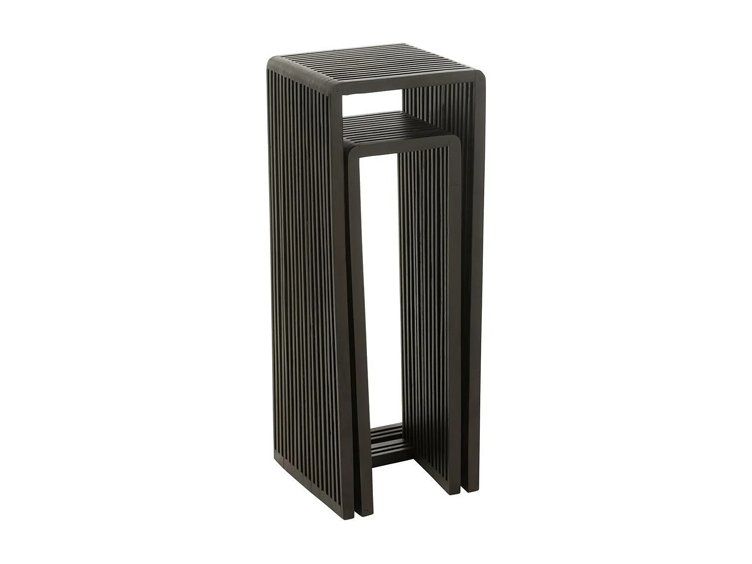 Lot de 2 Tables d'Appoint en Bois "Teck" 88cm Noir