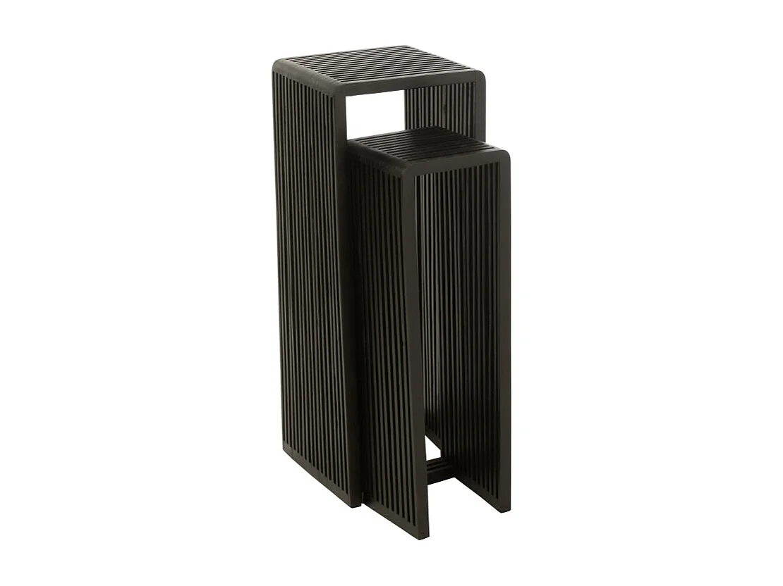 Lot de 2 Tables d'Appoint en Bois "Teck" 88cm Noir