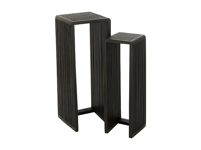Lot de 2 Tables d'Appoint en Bois "Teck" 88cm Noir