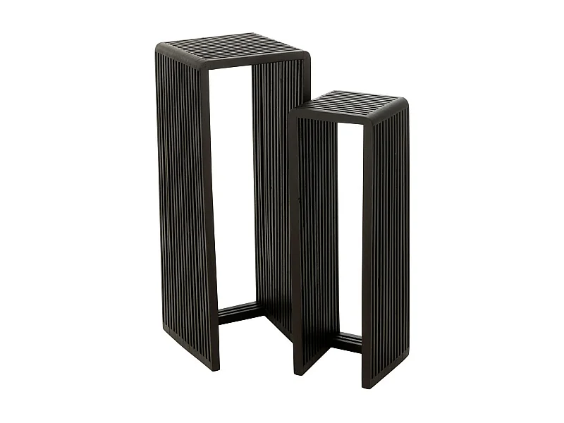 Lot de 2 Tables d'Appoint en Bois "Teck" 88cm Noir