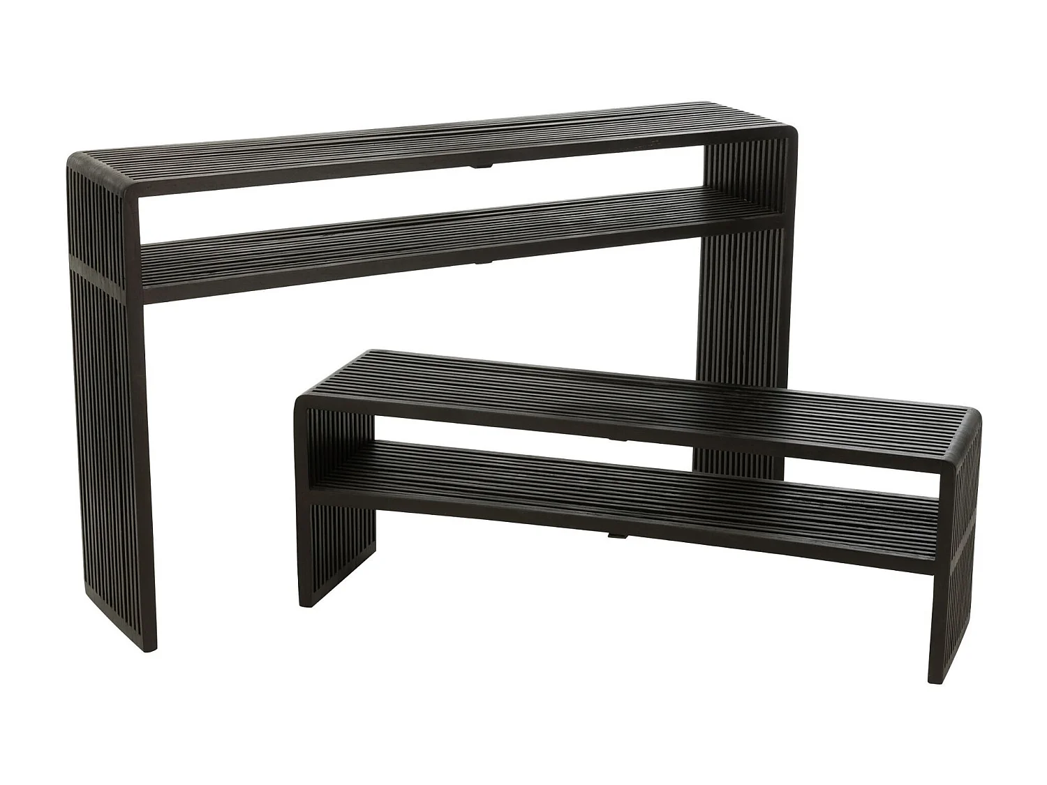 Lot de 2 Consoles en Bois "Teck" 130cm Noir