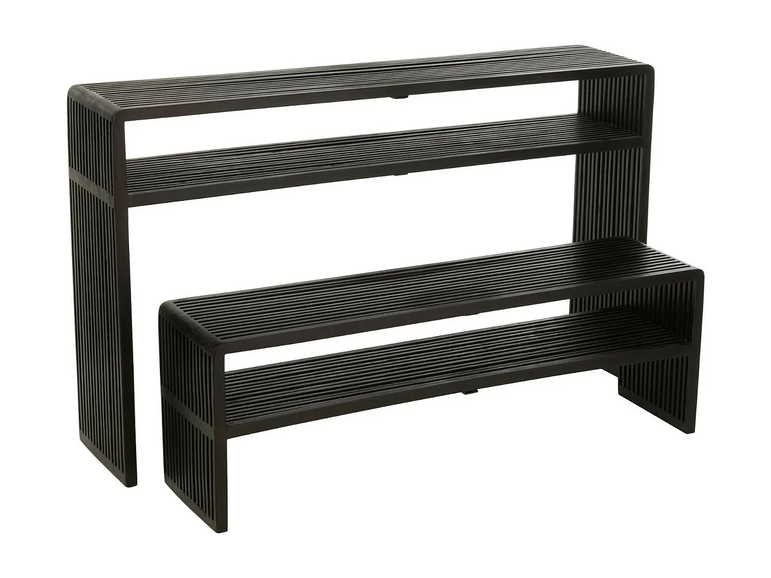 Lot de 2 Consoles en Bois "Teck" 130cm Noir