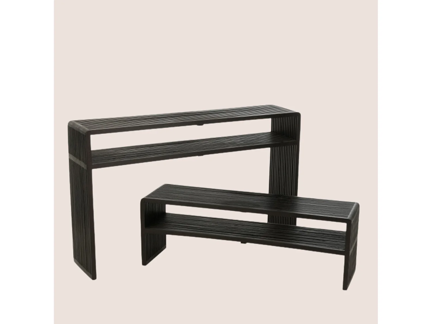 Lot de 2 Consoles en Bois "Teck" 130cm Noir