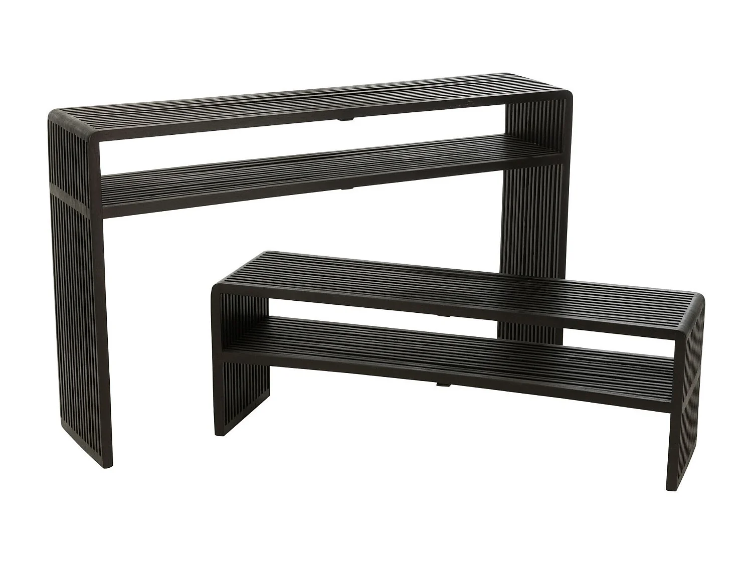 Lot de 2 Consoles en Bois "Teck" 130cm Noir