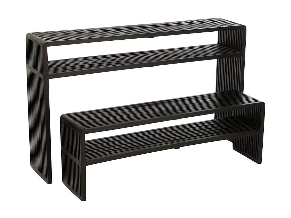 Lot de 2 Consoles en Bois "Teck" 130cm Noir