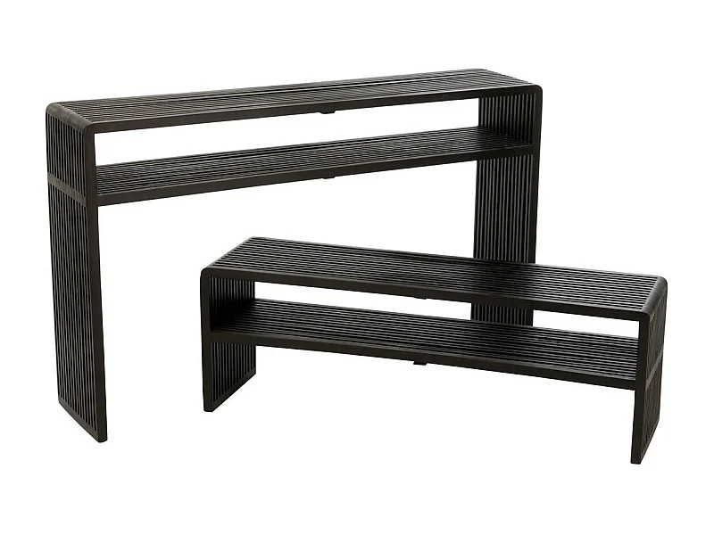 Lot de 2 Consoles en Bois "Teck" 130cm Noir