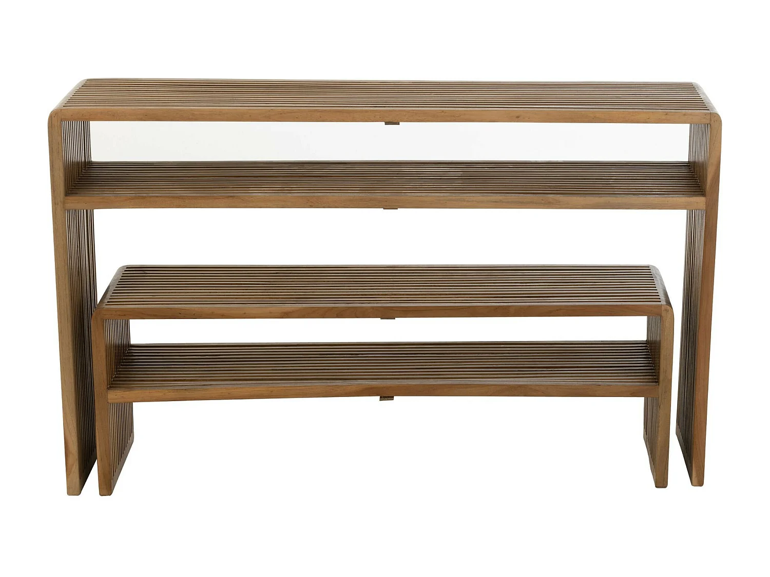 Consola con estantería nido de teca – juego de 2 unidades