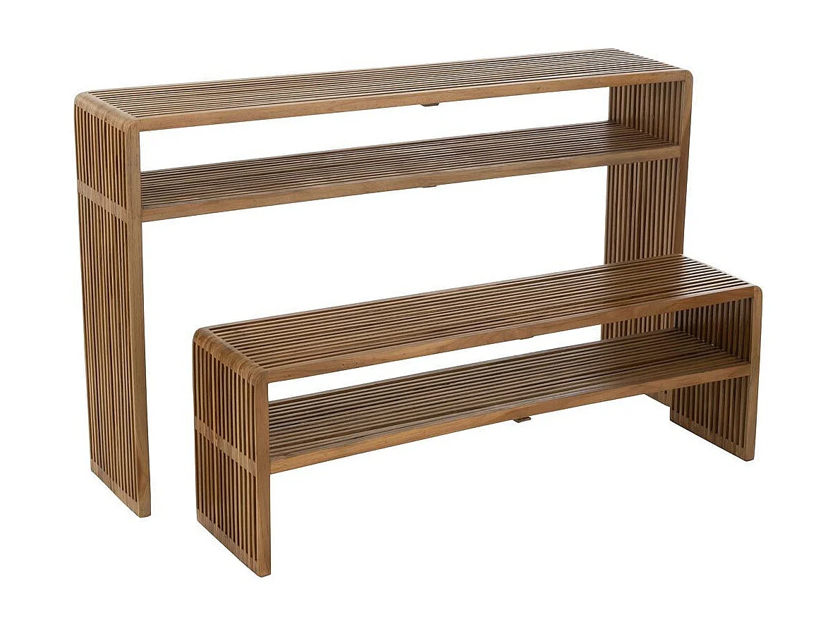 Lot de 2 Consoles en Bois "Teck" 130cm Naturel