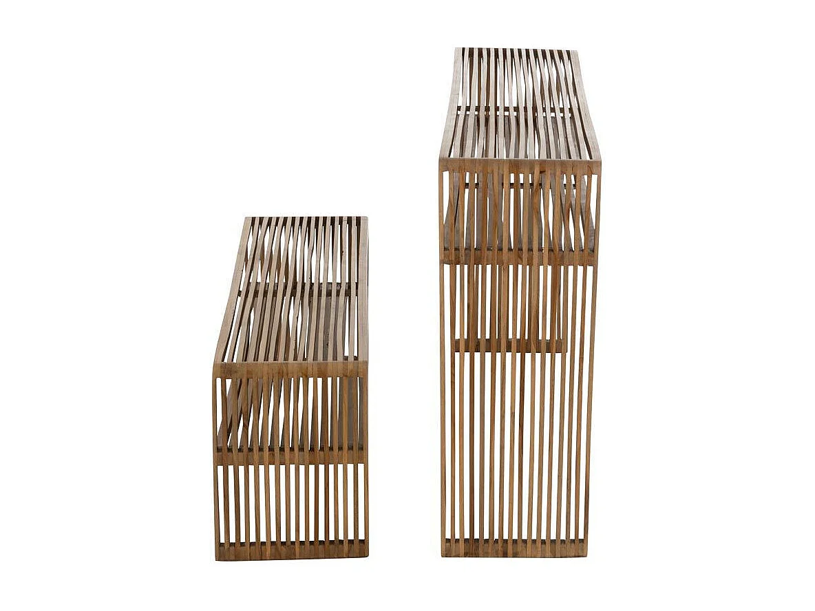 Lot de 2 Consoles en Bois "Teck" 130cm Naturel