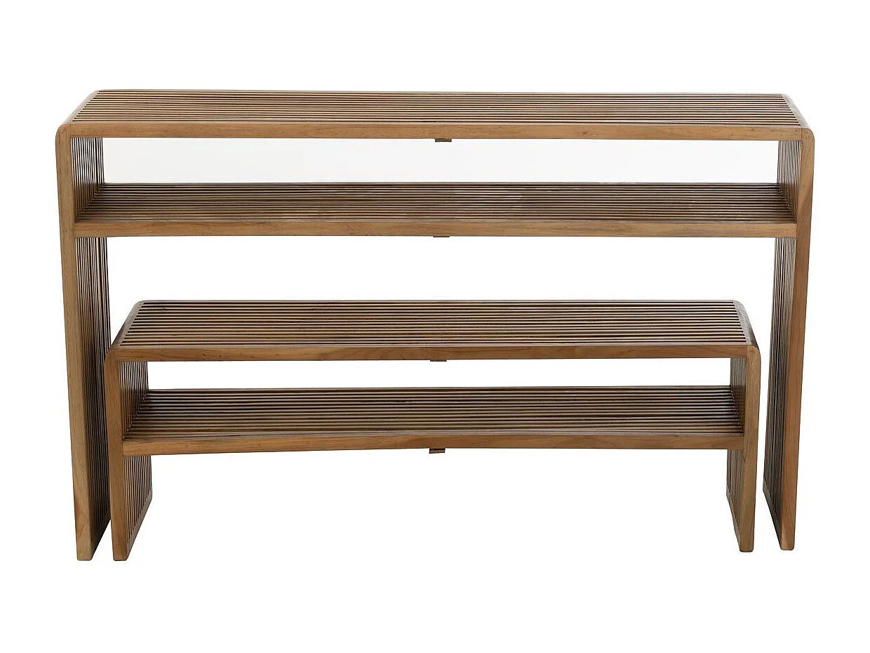 Lot de 2 Consoles en Bois "Teck" 130cm Naturel