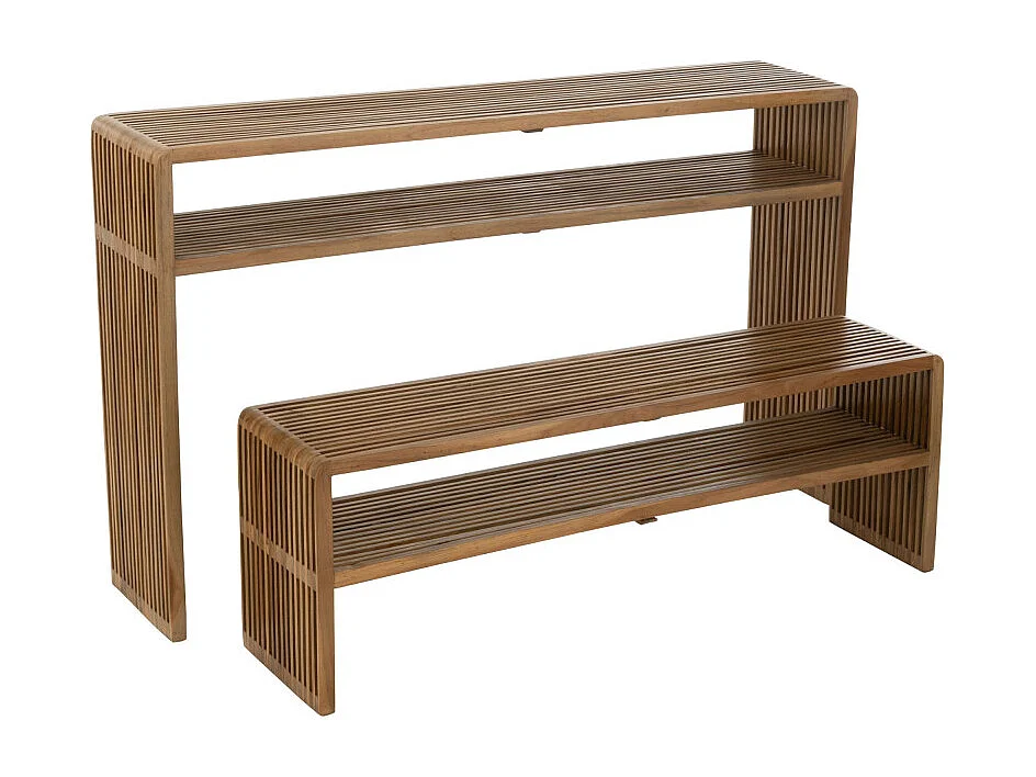 Lot de 2 Consoles en Bois "Teck" 130cm Naturel