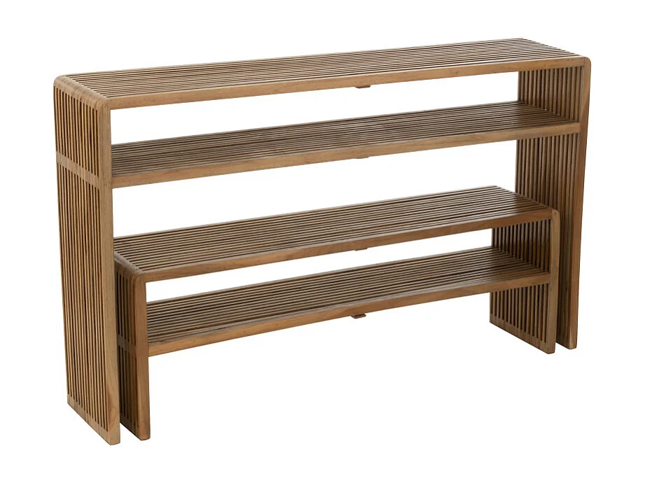 Lot de 2 Consoles en Bois "Teck" 130cm Naturel
