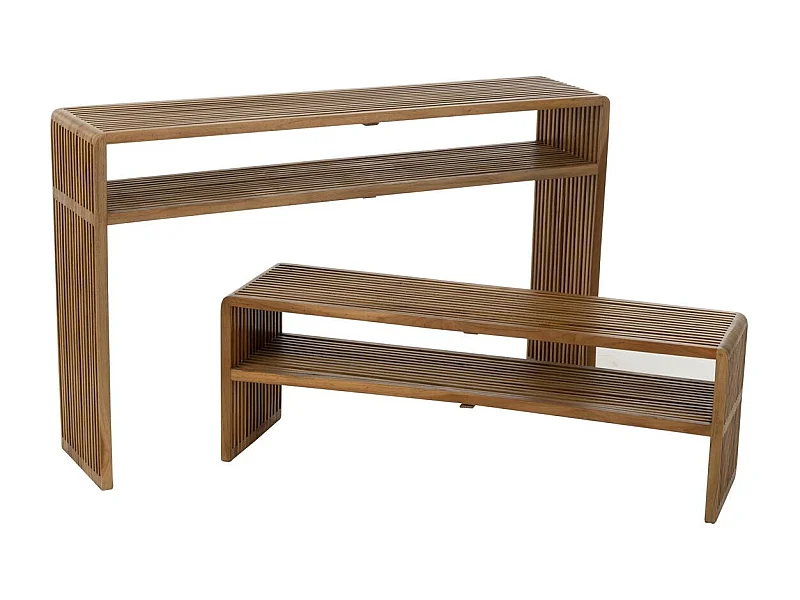 Lot de 2 Consoles en Bois "Teck" 130cm Naturel