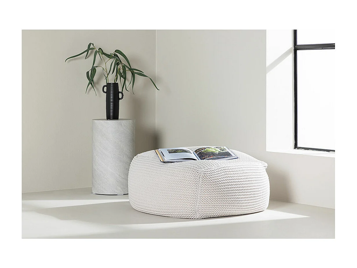 Pouf Effet Crochet "Luca" 60cm Crème