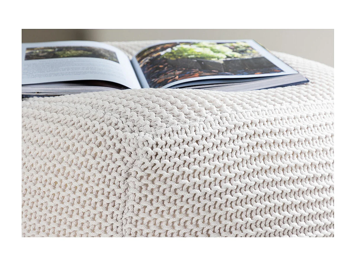 Pouf Effet Crochet "Luca" 60cm Crème
