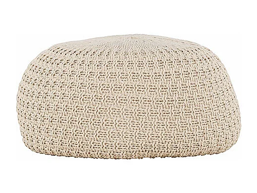Pouf Effet Crochet "Sam" 45cm Beige