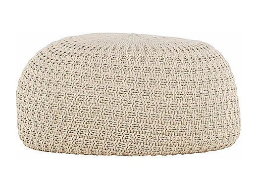 Pouf Effet Crochet "Sam" 45cm Beige