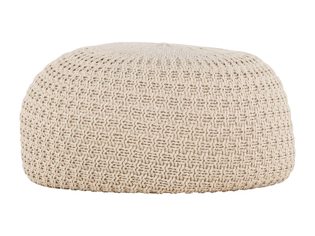 Pouf Effet Crochet "Sam" 45cm Beige