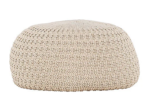 Pouf Effet Crochet "Sam" 45cm Beige