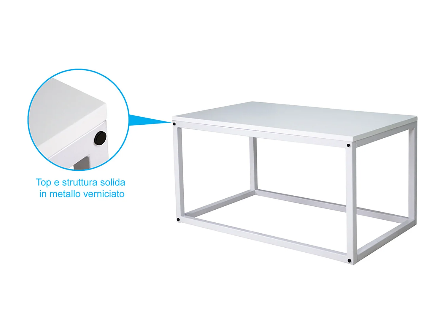 Tavolino da salotto bianco, tavolino da caffè mod. Adam