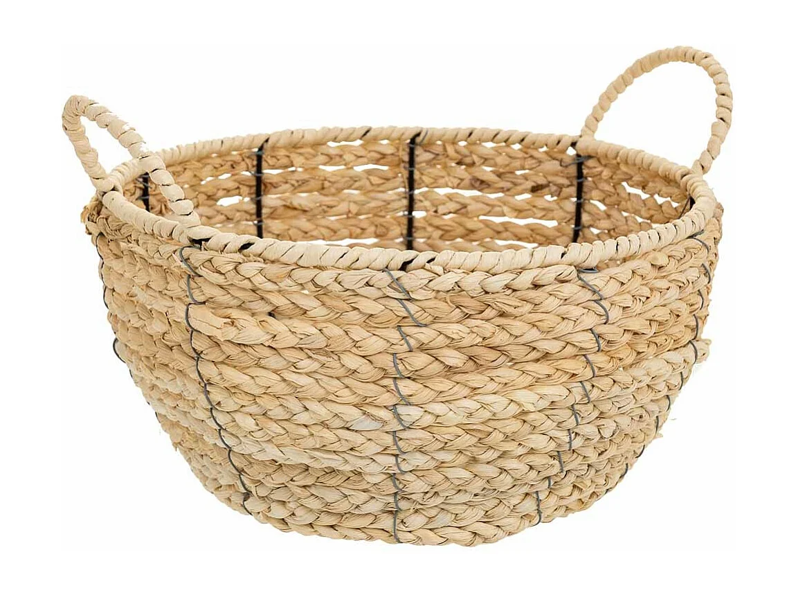 Cesto em fibra natural e corda de papel castanha d34x17/23