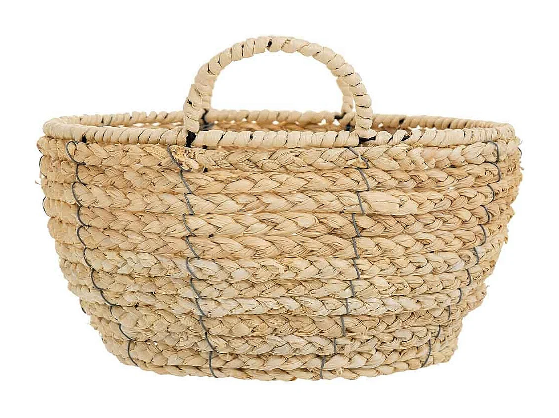 Cesto em fibra natural e corda de papel castanha d34x17/23