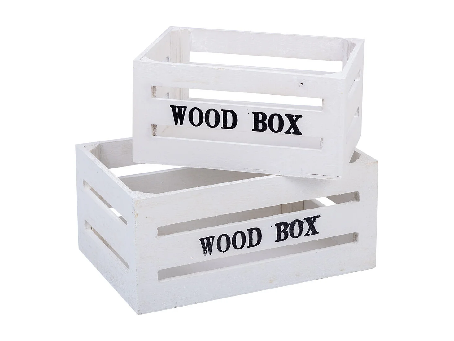 Set mit 2 weißen Holzschubladen