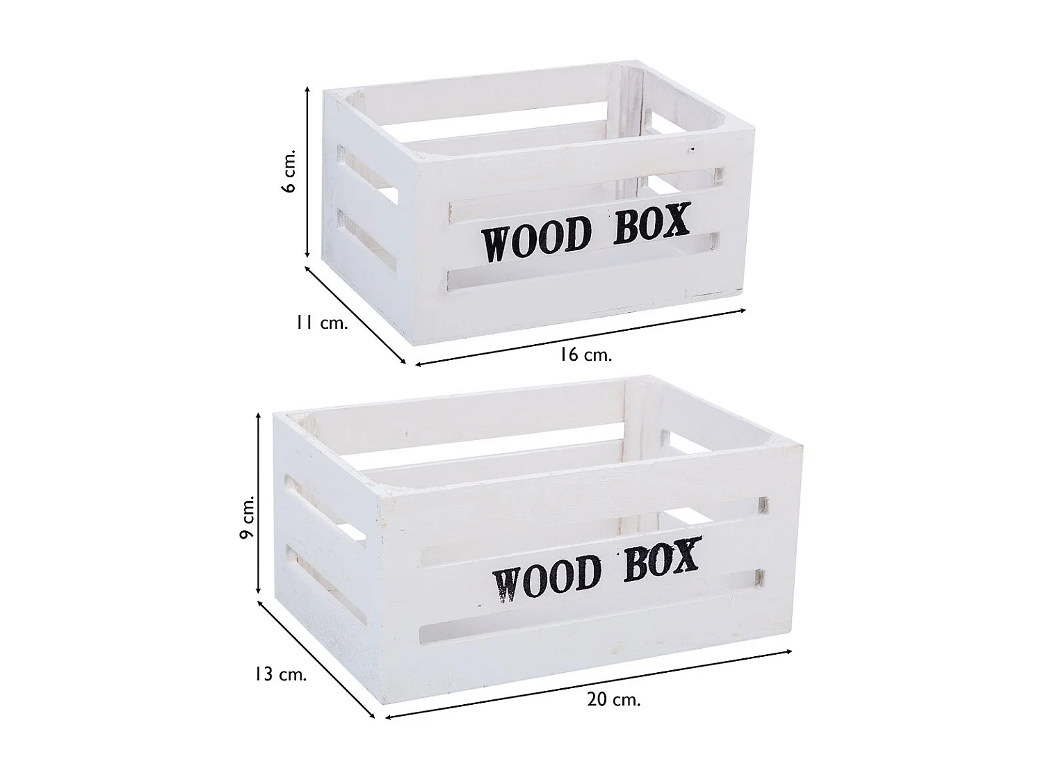 Set mit 2 weißen Holzschubladen