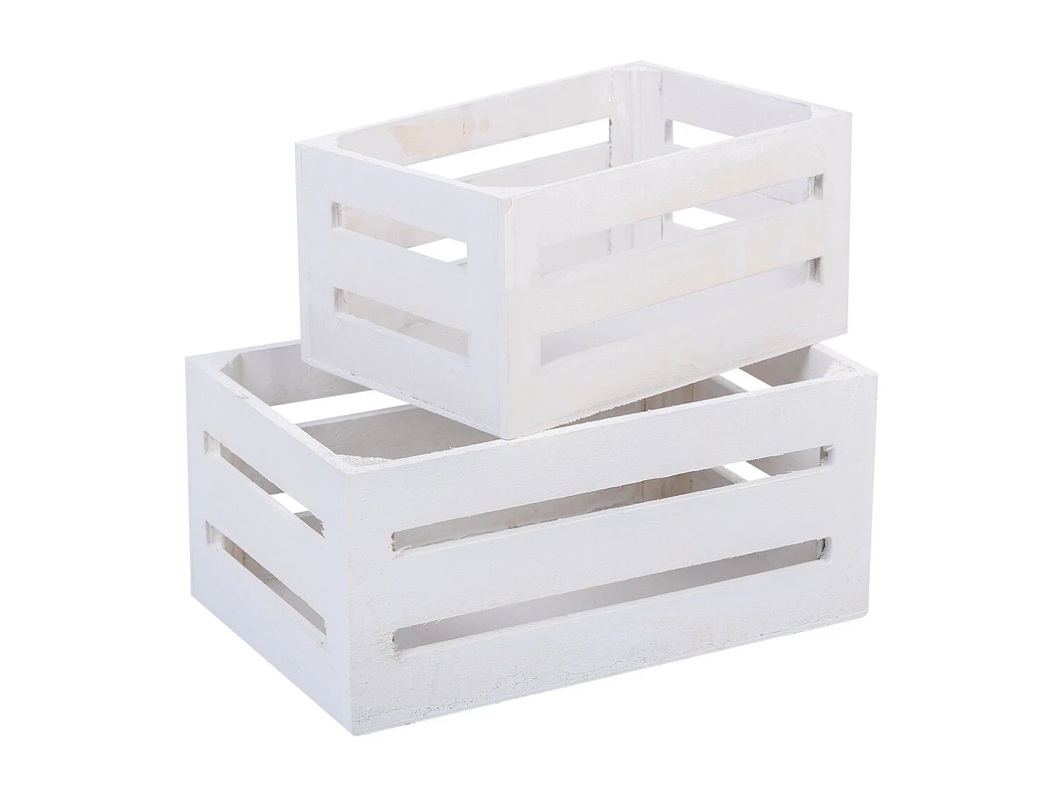 Set mit 2 weißen Holzschubladen