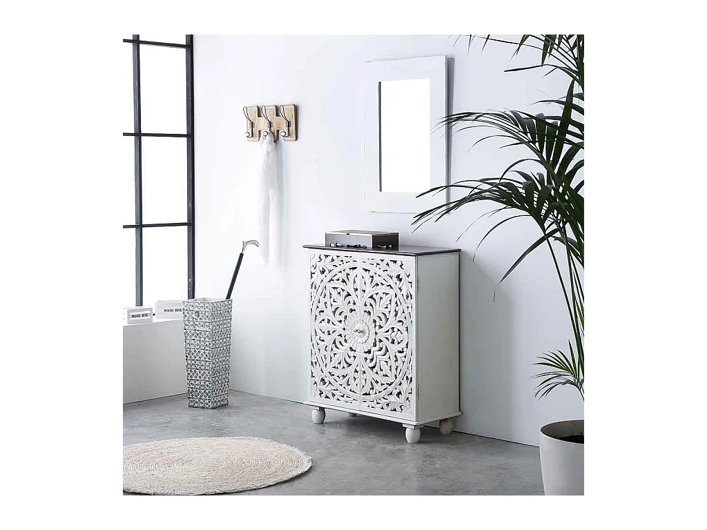 Set di 2 cassetti in legno bianco