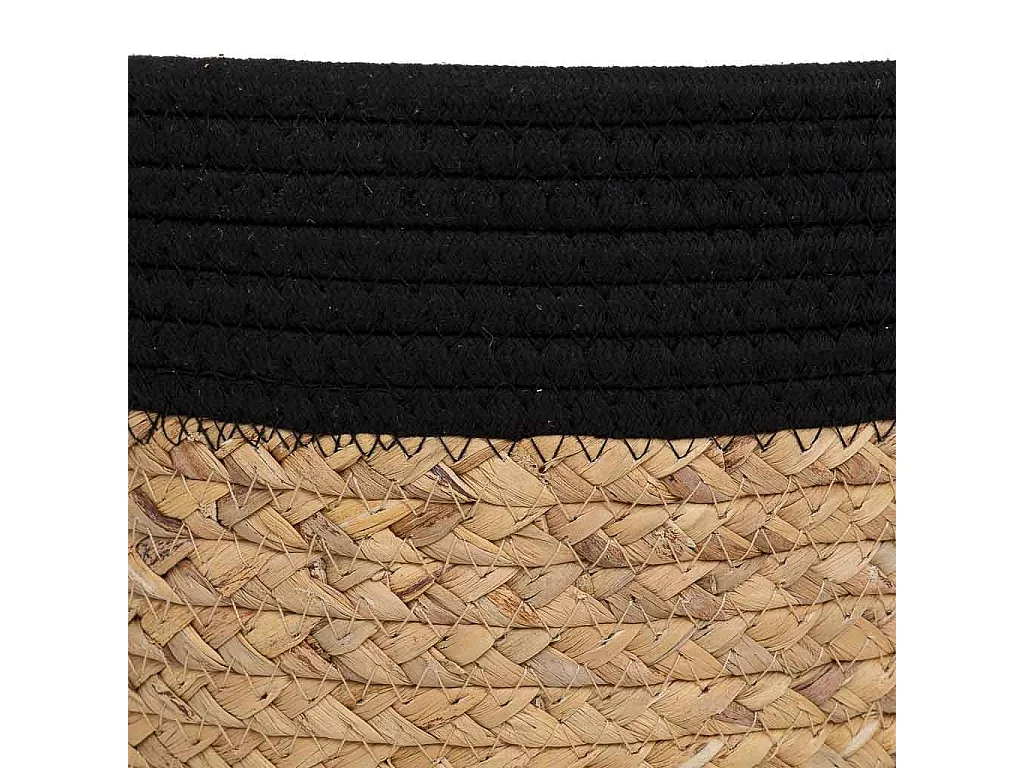 Cesto in fibra naturale e cotone nero d30x17/25h
