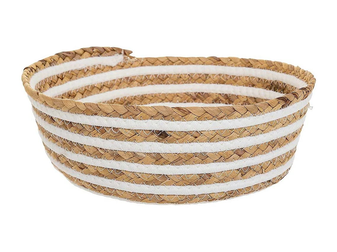 Cesto fibra natural algodão branco e castanho d35x14