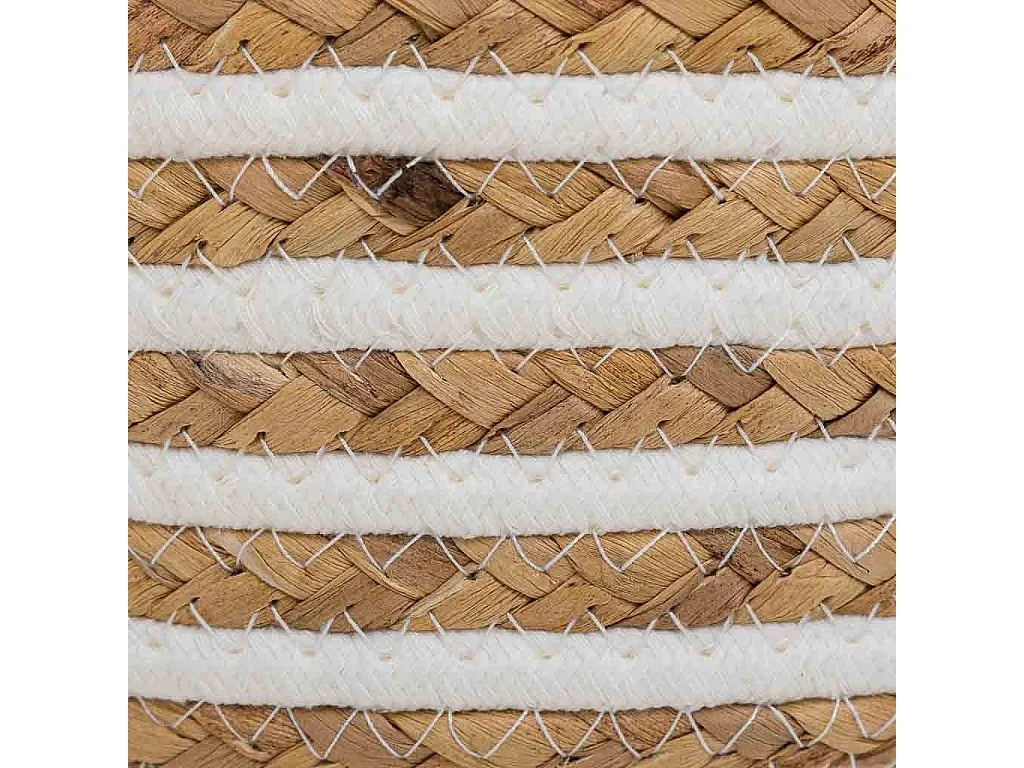 Cesto fibra natural algodão branco e castanho d35x14