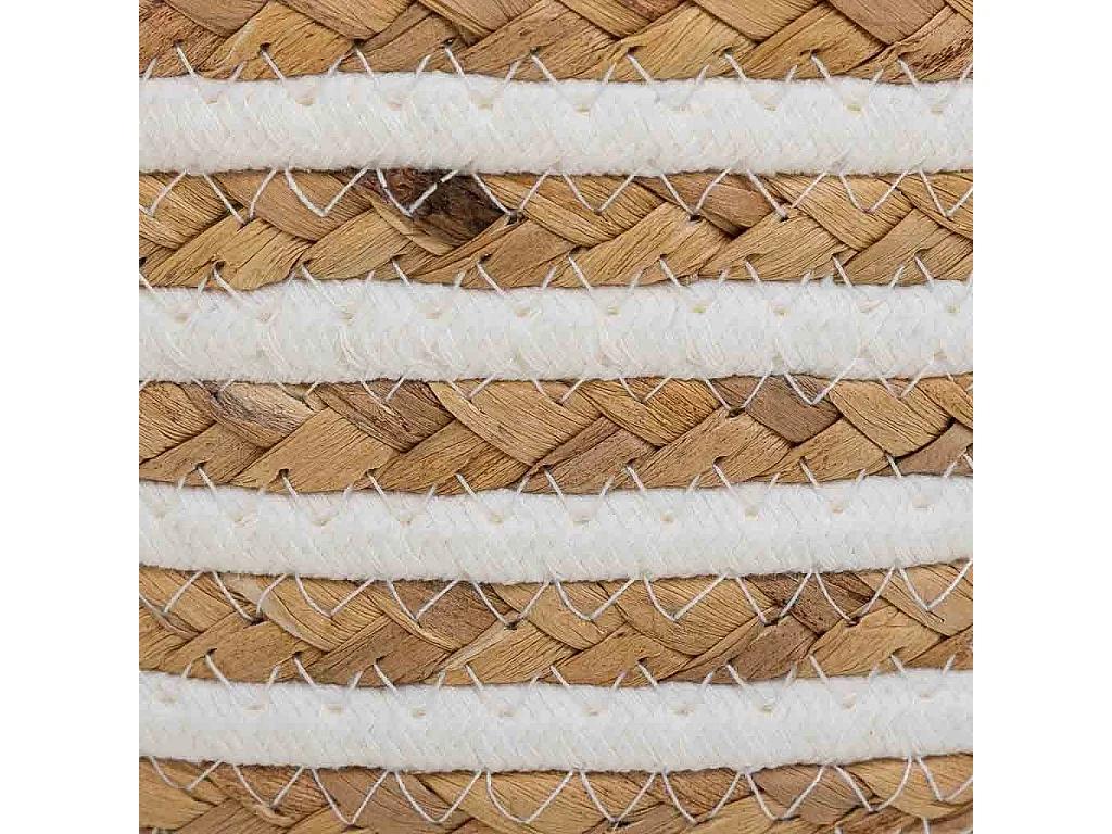 Cesto fibra natural algodão branco e castanho d35x14