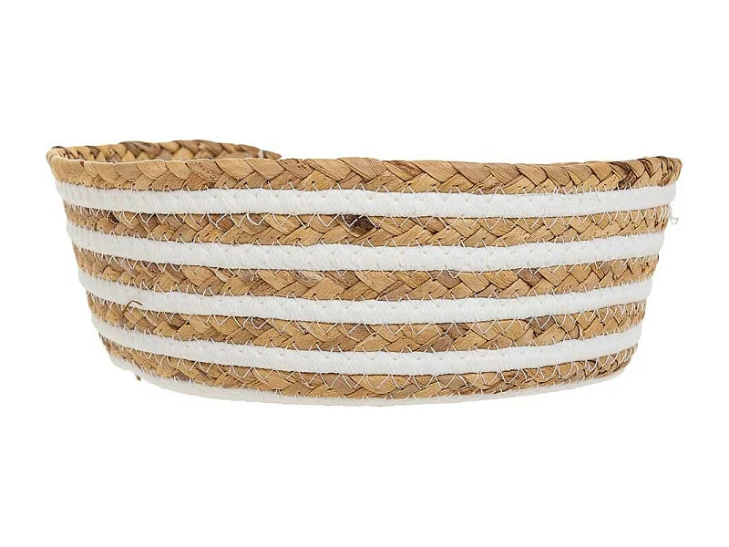 Korb aus Naturfaser und brauner Baumwolle, d35x14h cm