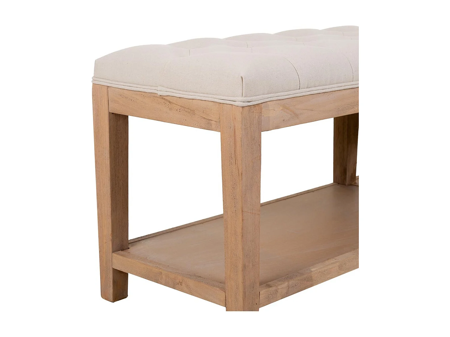 Banc en bois tapissé crème 150x38x51