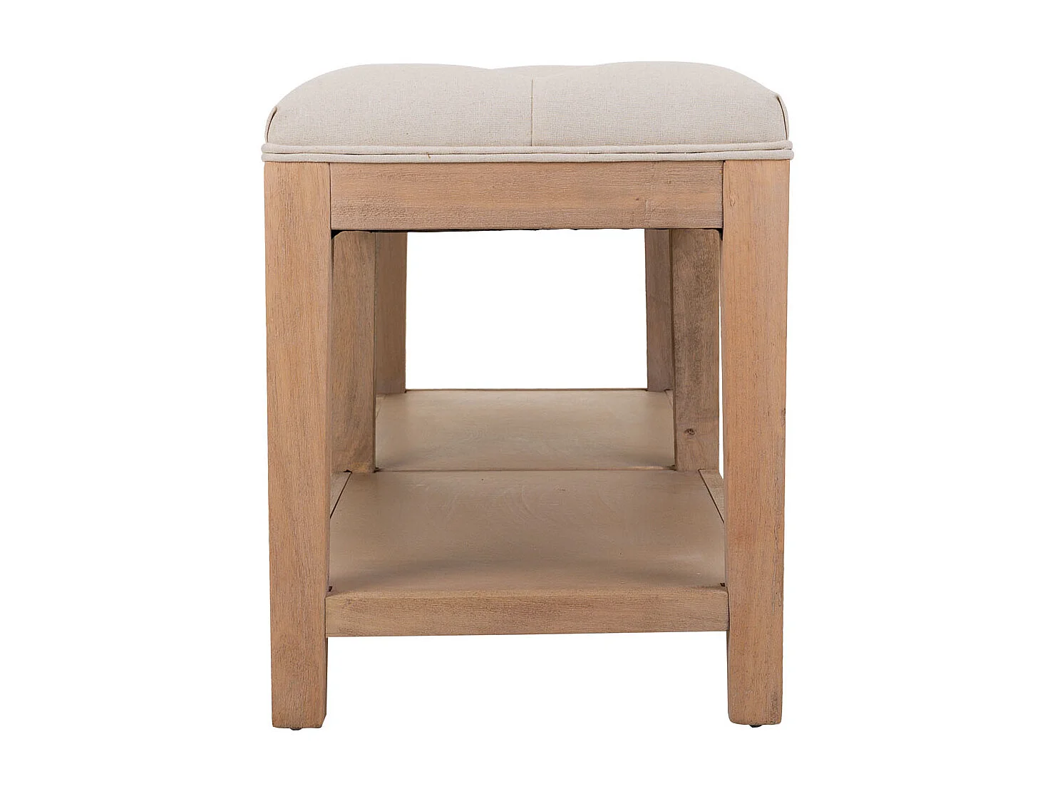 Creme gepolsterte Holzbank 150x38x51h cm