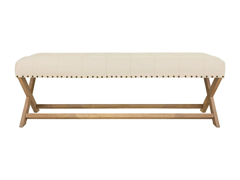 Creme gepolsterte Holzbank 130x46x45h cm