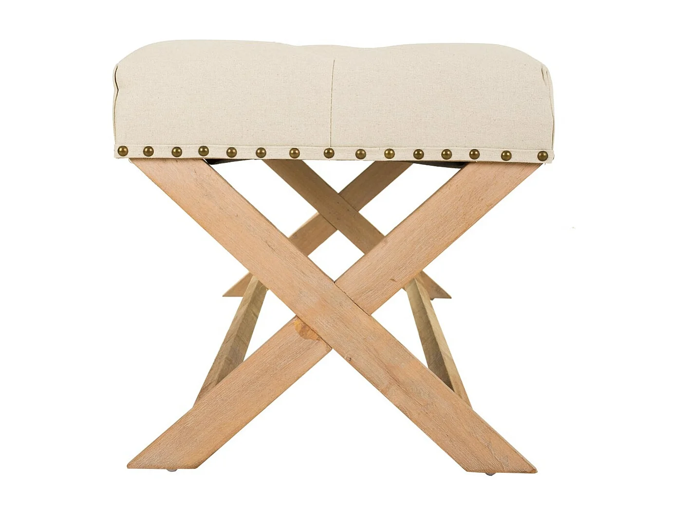 Tabouret de bar en bois rembourré couleur crème 130x46x45h