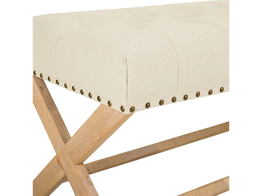 Creme gepolsterte Holzbank 130x46x45h cm