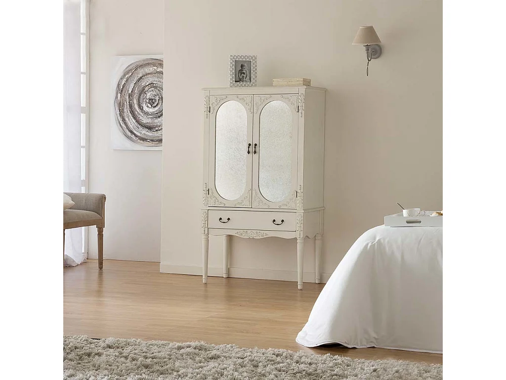 Weißer Holzschrank 80x42x140h cm