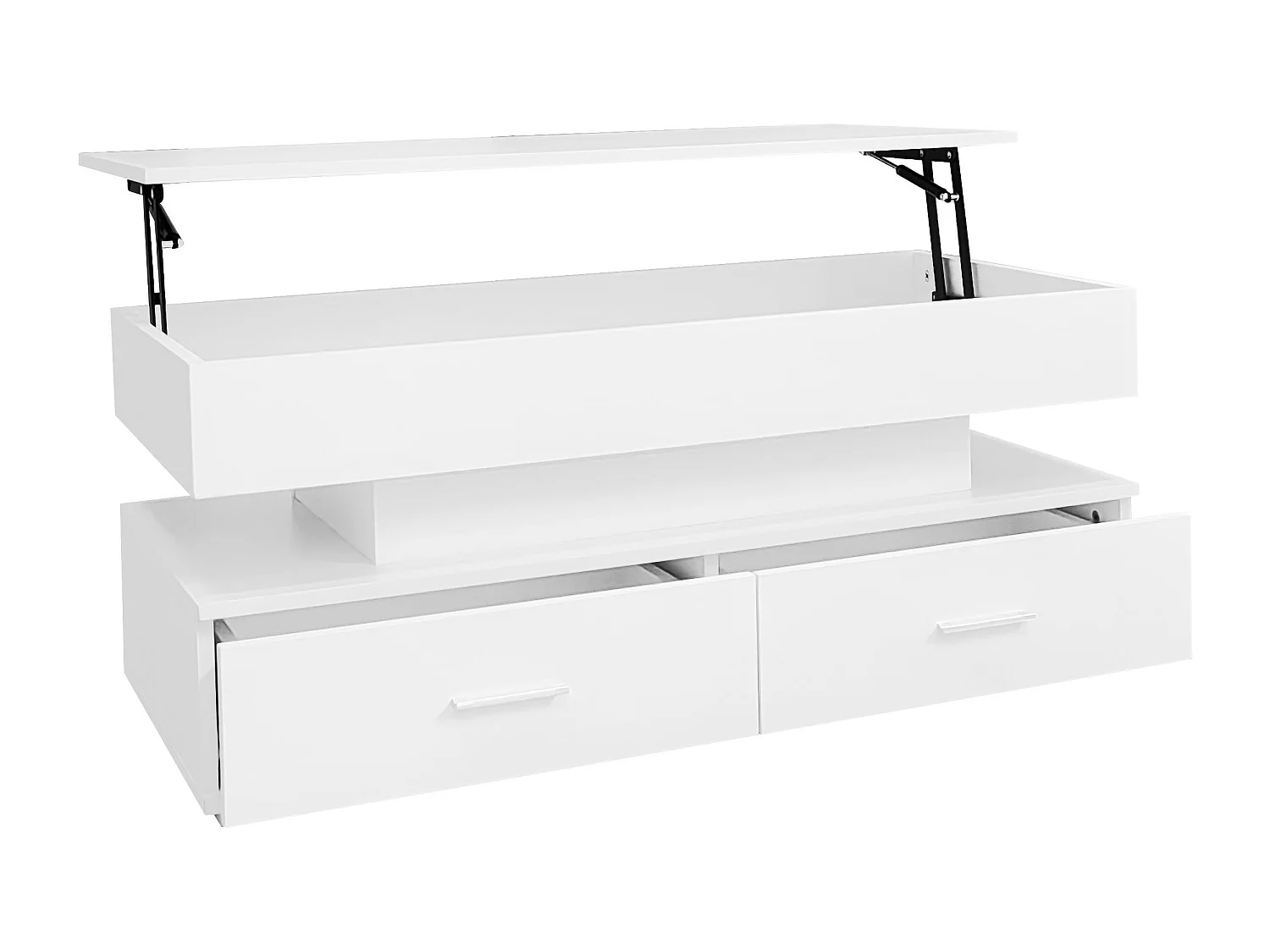 In hoogte verstelbare salontafel met LED - 2 lades - APP bestuurbaar - Wit