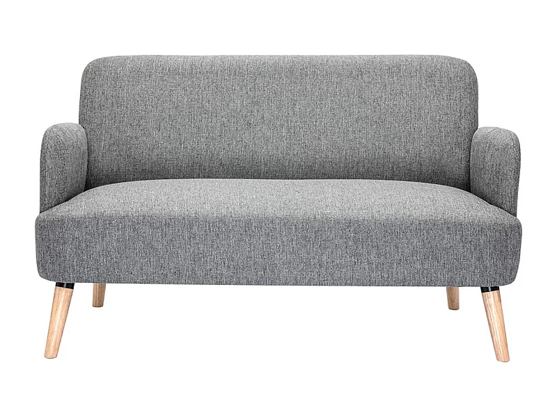 Sofá nórdico 2 plazas de tejido gris claro y madera clara ISKO