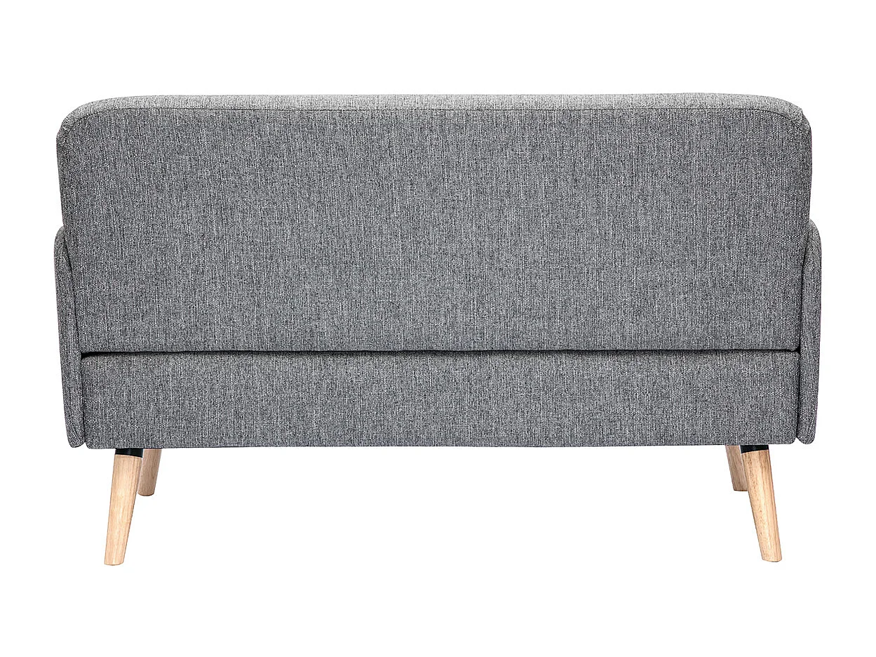 Sofá nórdico 2 plazas de tejido gris claro y madera clara ISKO