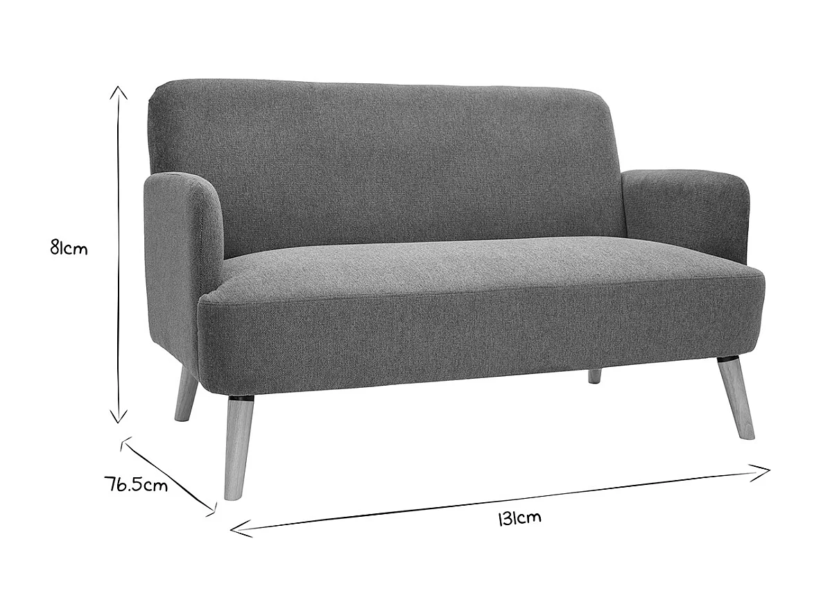 Divano scandinavo 2 posti in tessuto effetto velluto testurizzato color bruciato e legno chiaro ISKO