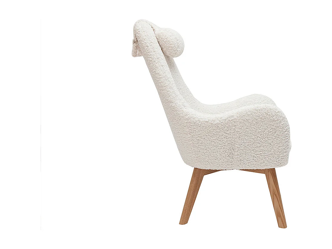 Skandinavischer Sessel aus Stoff mit Woll-Effekt und Holz MANIA