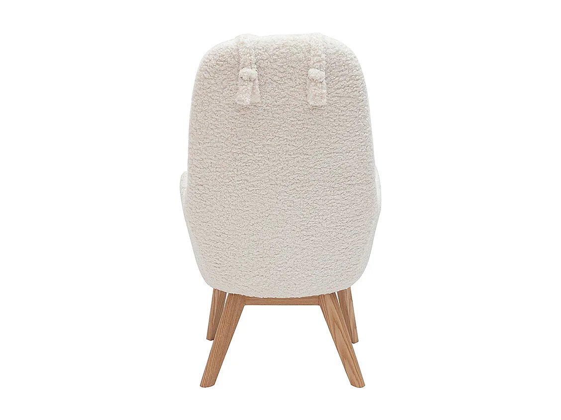 Skandinavischer Sessel aus Stoff mit Woll-Effekt und Holz MANIA