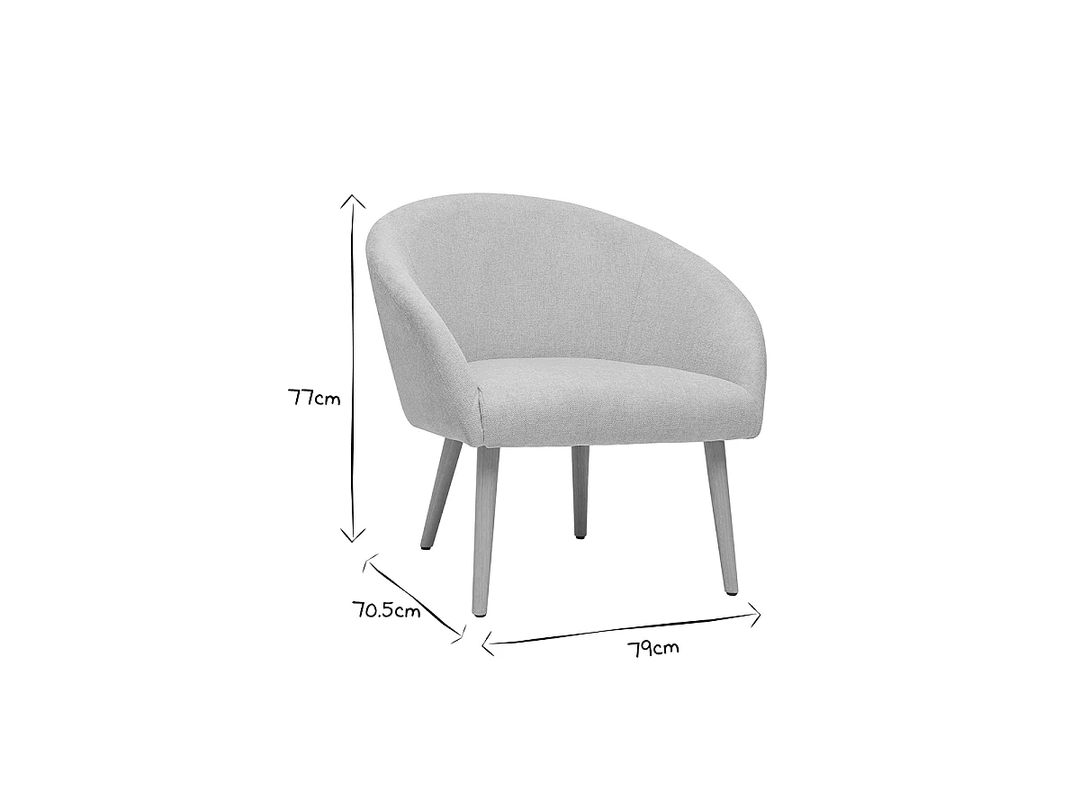 Sillón tejido efecto aterciopelado texturizado beige con patas de madera clara OLIVIA